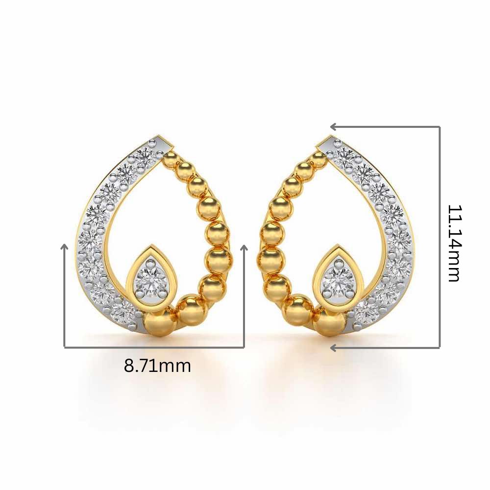 Diya Silver Earrings - Yellow Gold - Image 2