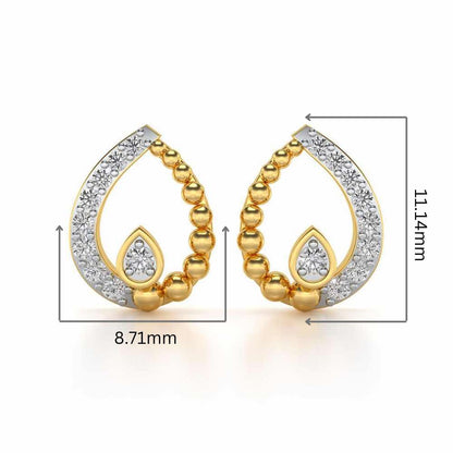 Diya Silver Earrings - Yellow Gold - Image 2
