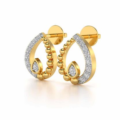 Diya Silver Earrings - Yellow Gold - Image 3
