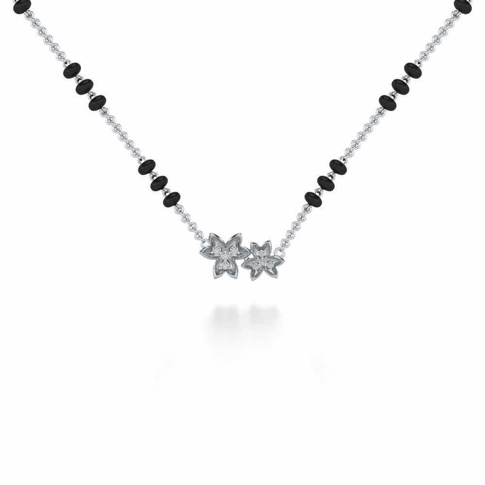 Do Phool Silver Mangalsutra - White Gold - Image 1