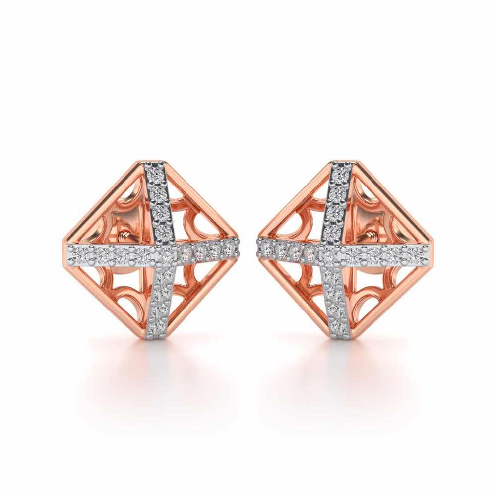 Doodled Silver Studs - Rose Gold - Image 1