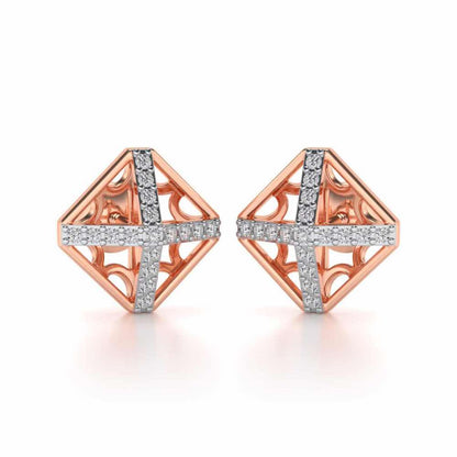 Doodled Silver Studs - Rose Gold - Image 1