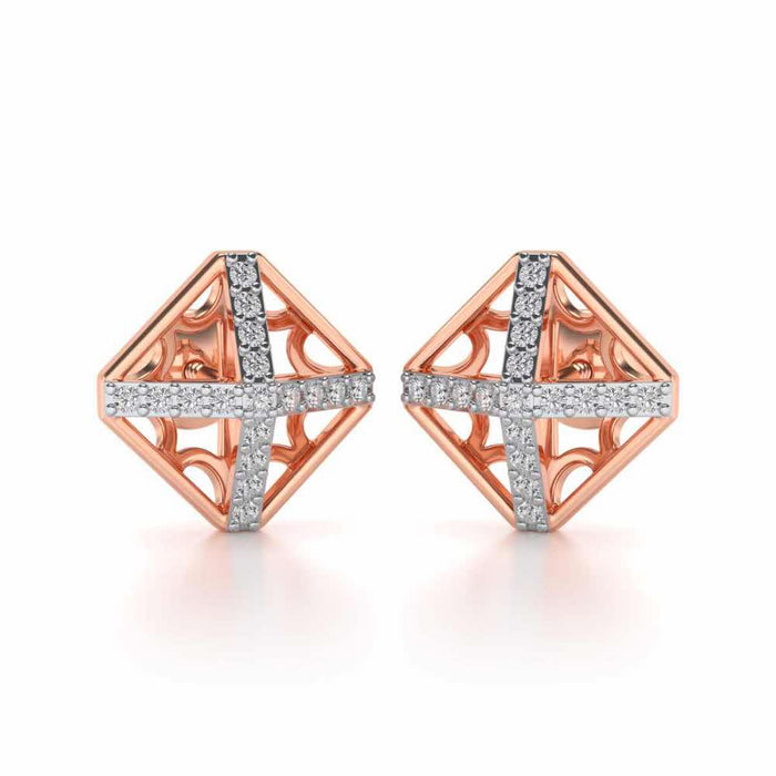 Doodled Silver Studs - Rose Gold - Image 1