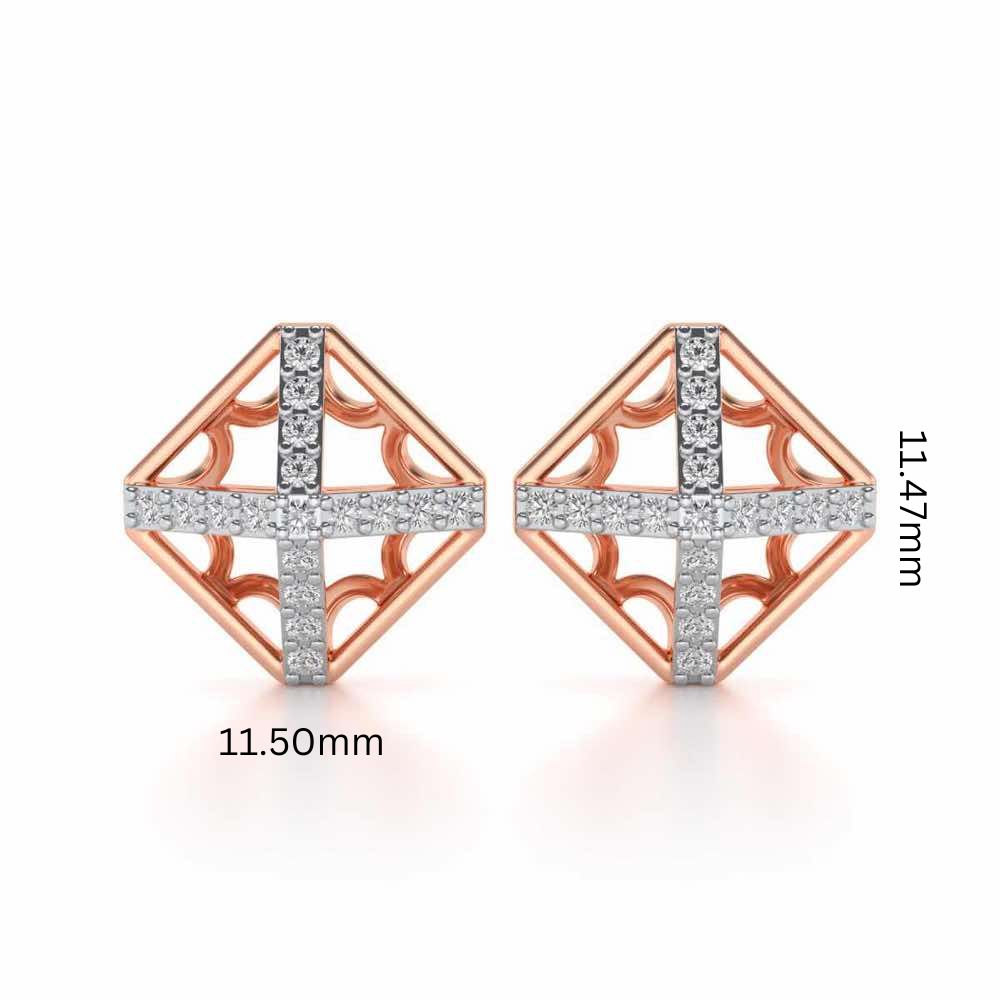 Doodled Silver Studs - Rose Gold - Image 2