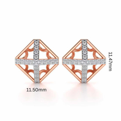 Doodled Silver Studs - Rose Gold - Image 2