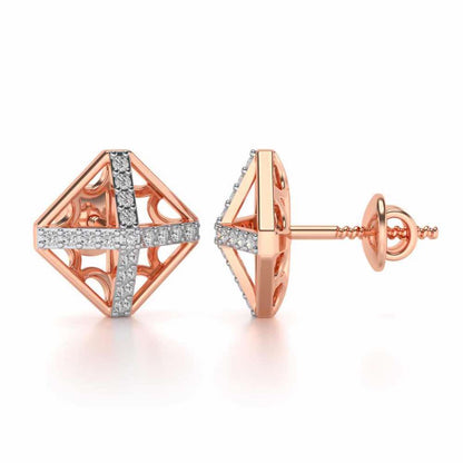 Doodled Silver Studs - Rose Gold - Image 4