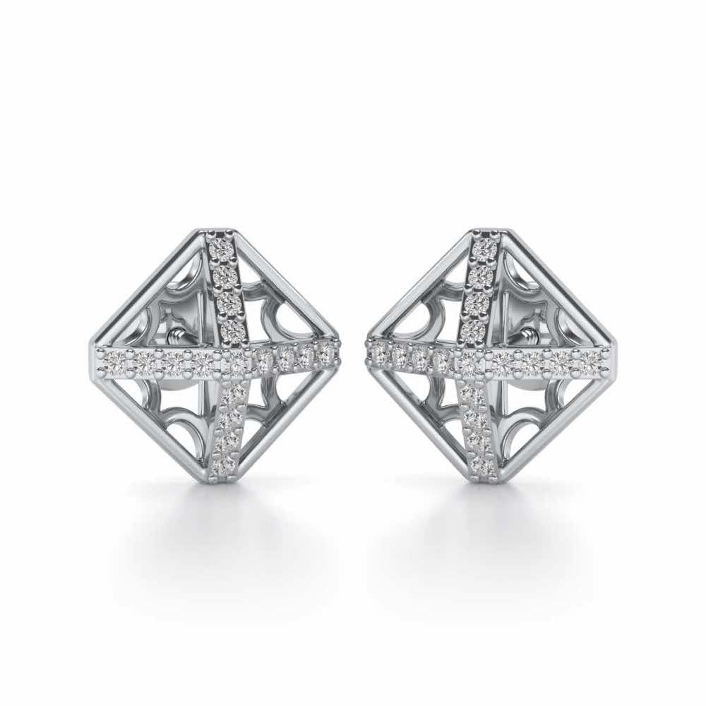 Doodled Silver Studs - White Gold - Image 1