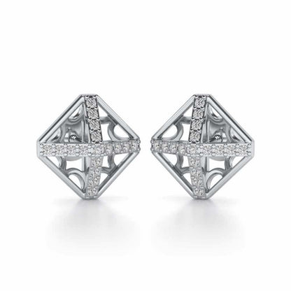 Doodled Silver Studs - White Gold - Image 1