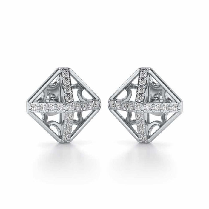 Doodled Silver Studs - White Gold - Image 1