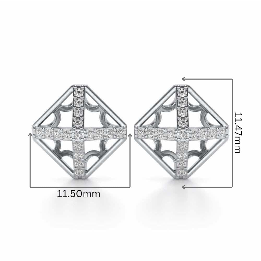 Doodled Silver Studs - White Gold - Image 2