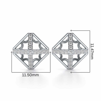 Doodled Silver Studs - White Gold - Image 2