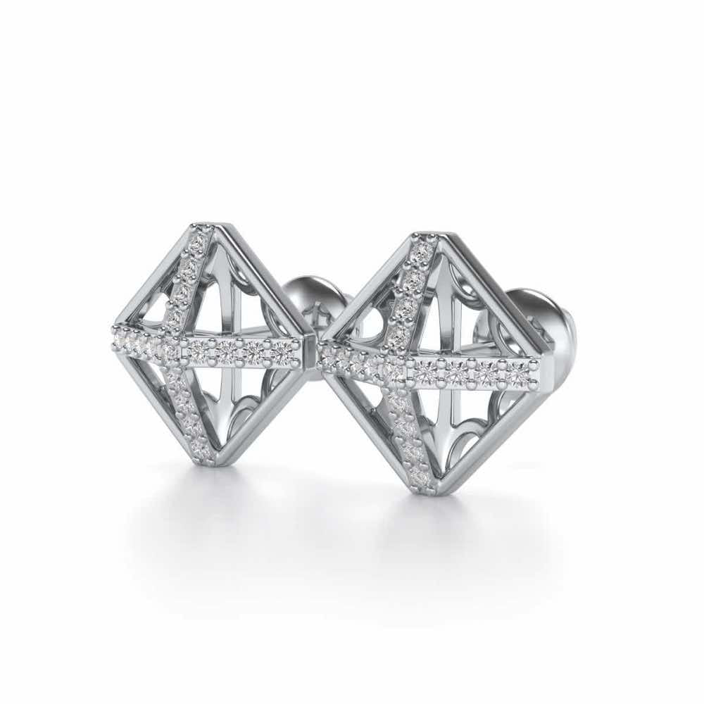 Doodled Silver Studs - White Gold - Image 3