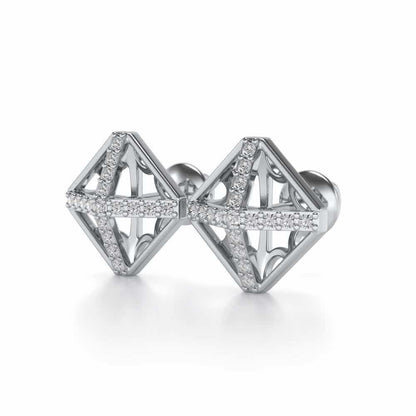 Doodled Silver Studs - White Gold - Image 3