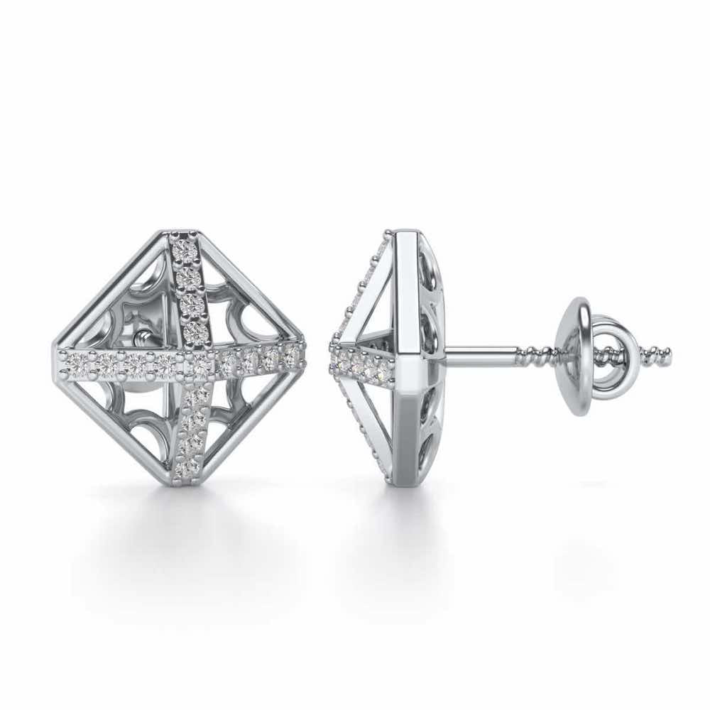 Doodled Silver Studs - White Gold - Image 4