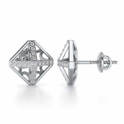 Doodled Silver Studs - White Gold - Image 4