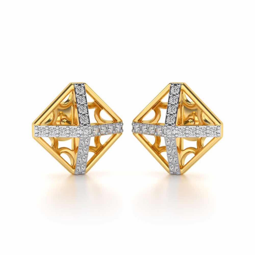 Doodled Silver Studs - Yellow Gold - Image 1