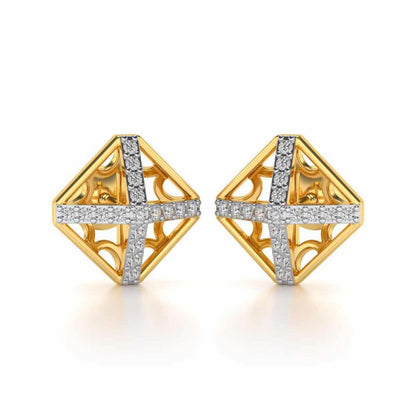 Doodled Silver Studs - Yellow Gold - Image 1