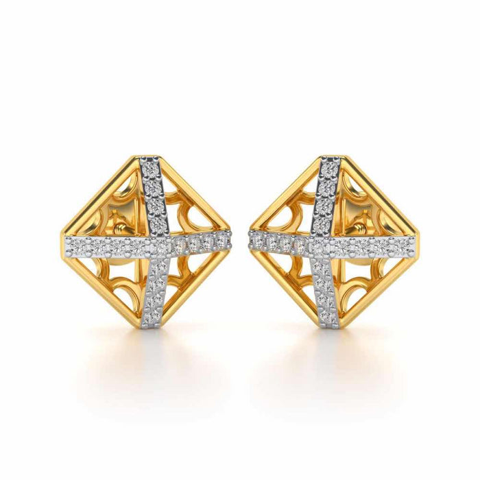 Doodled Silver Studs - Yellow Gold - Image 1