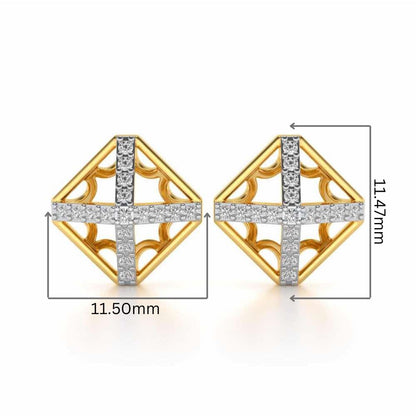 Doodled Silver Studs - Yellow Gold - Image 2