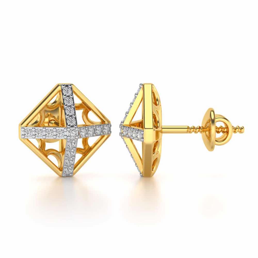 Doodled Silver Studs - Yellow Gold - Image 4