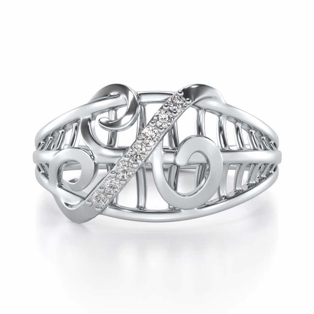 Dot Infinity Silver Ring - White Gold - Image 4