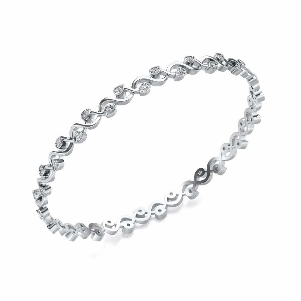 Dotted Silver Bangles - White Gold - Image 1