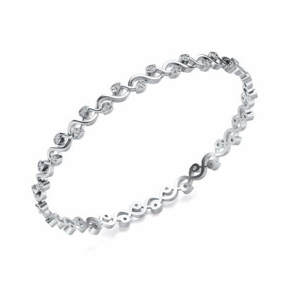 Dotted Silver Bangles - White Gold - Image 1
