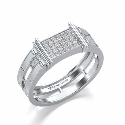 Double Divine Silver Ring For Men - White Gold - Image 1