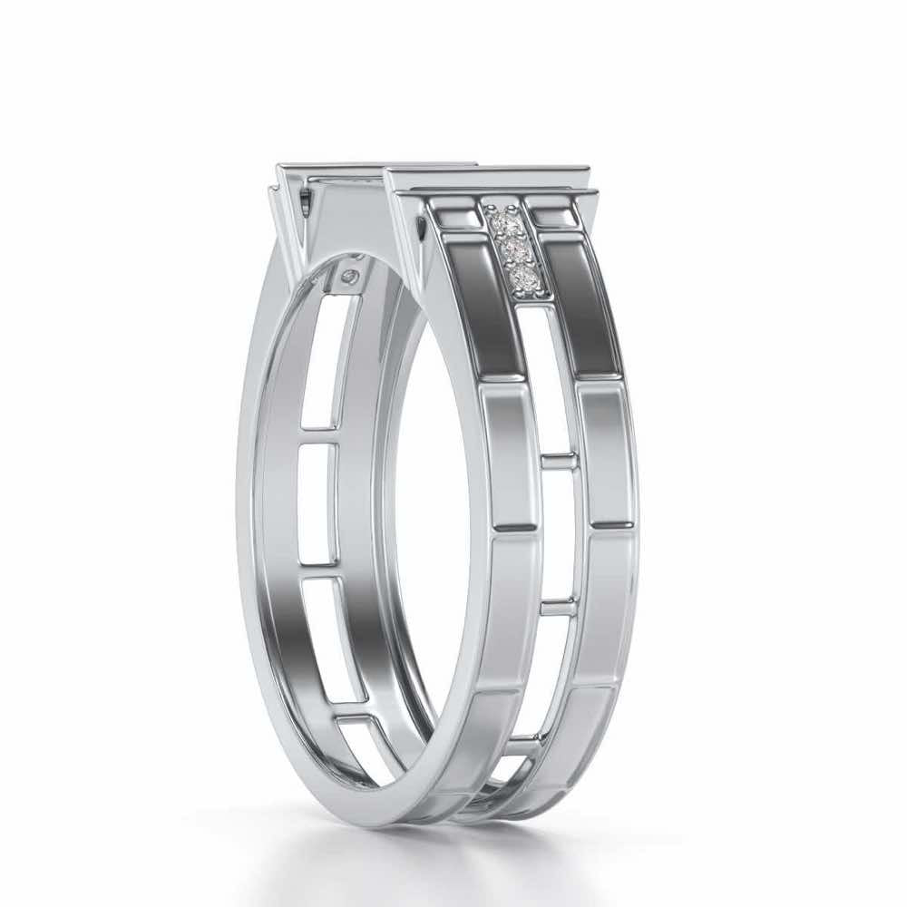 Double Divine Silver Ring For Men - White Gold - Image 3