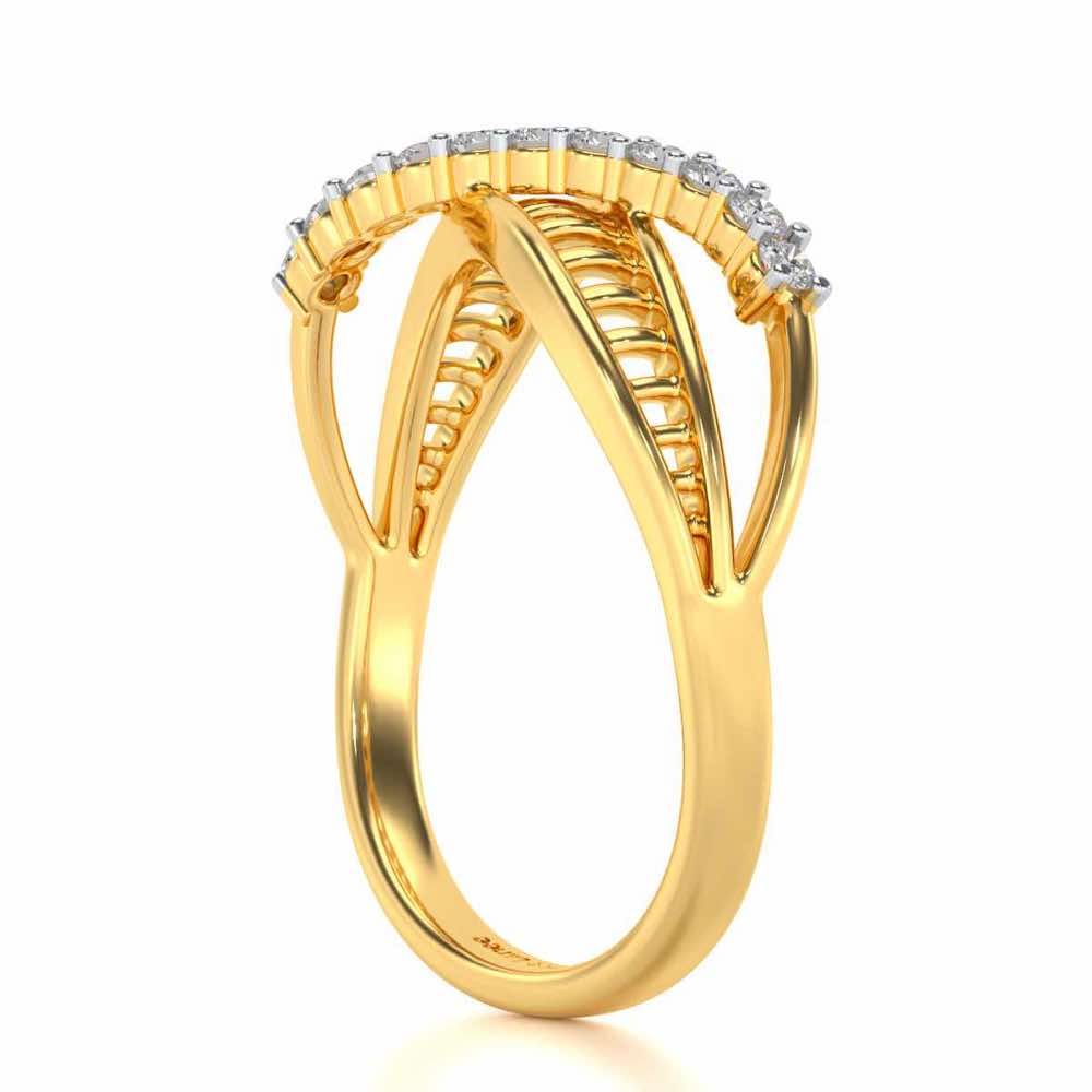 Double Infinity Silver Ring - Yellow Gold - Image 3