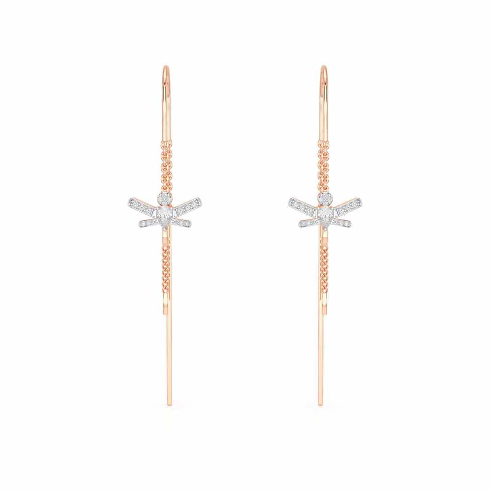 Dragonfly Silver Dangler Earrings - Rose Gold - Image 1