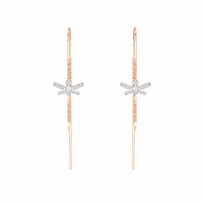 Dragonfly Silver Dangler Earrings - Rose Gold - Image 1