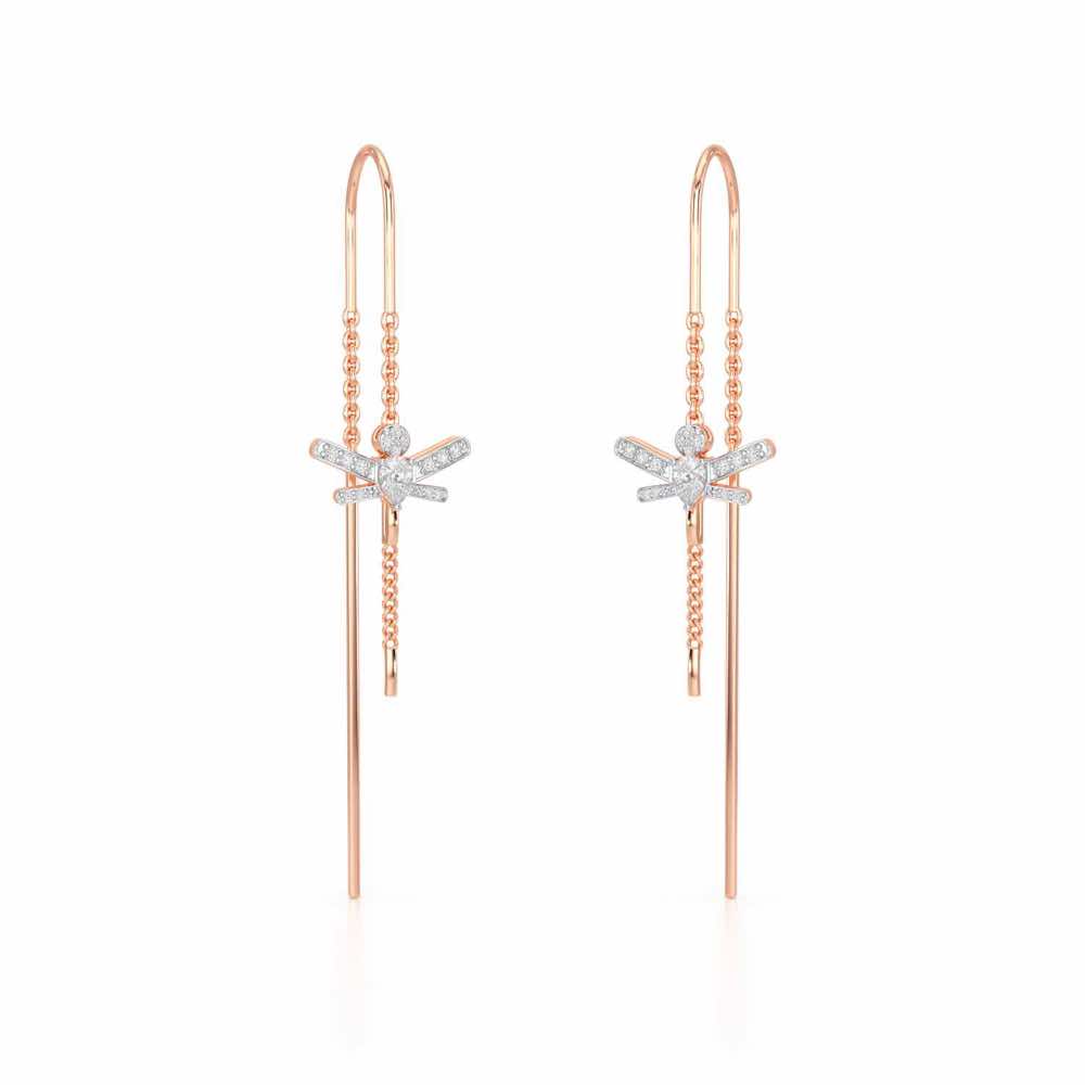 Dragonfly Silver Dangler Earrings - Rose Gold - Image 2