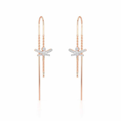 Dragonfly Silver Dangler Earrings - Rose Gold - Image 2