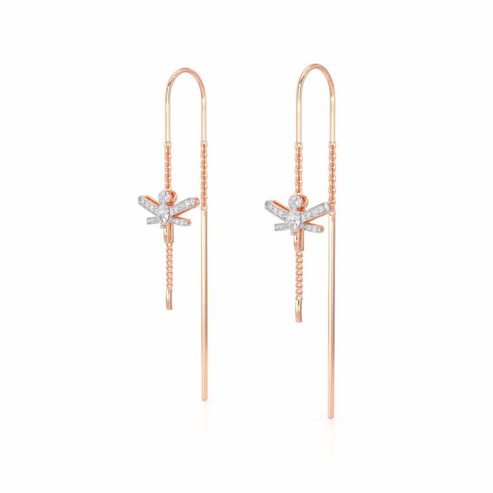 Dragonfly Silver Dangler Earrings - Rose Gold - Image 3