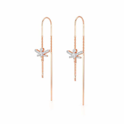 Dragonfly Silver Dangler Earrings - Rose Gold - Image 3