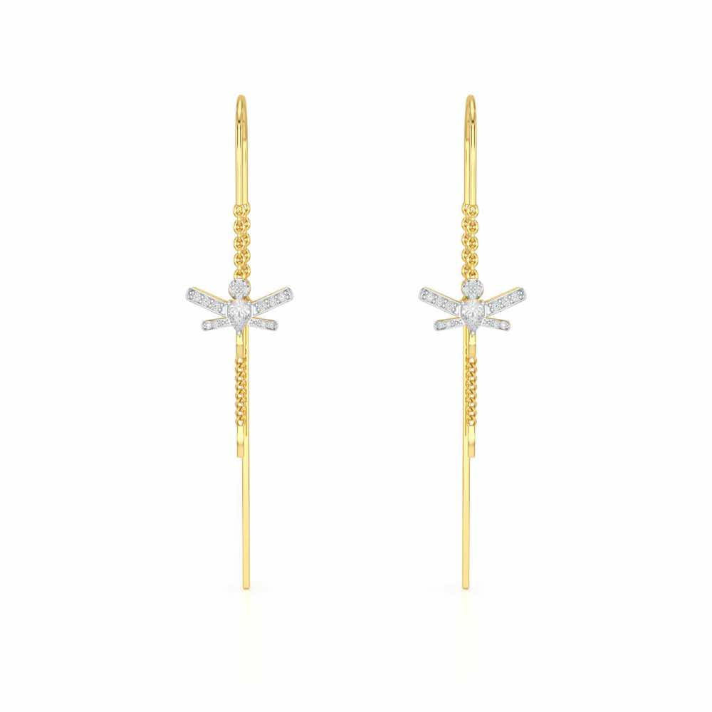 Dragonfly Silver Dangler Earrings - Yellow Gold - Image 1