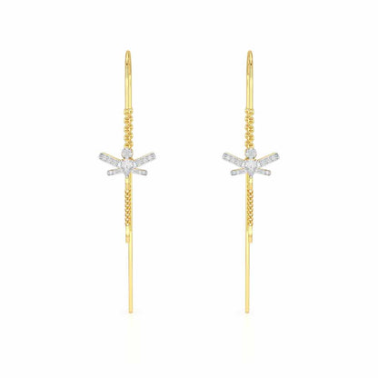 Dragonfly Silver Dangler Earrings - Yellow Gold - Image 1
