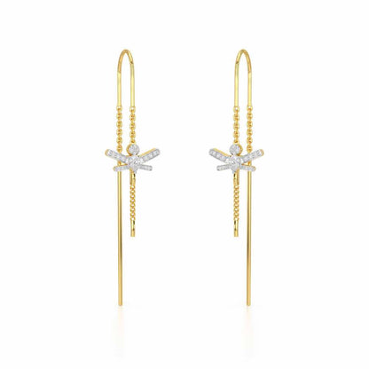 Dragonfly Silver Dangler Earrings - Yellow Gold - Image 2