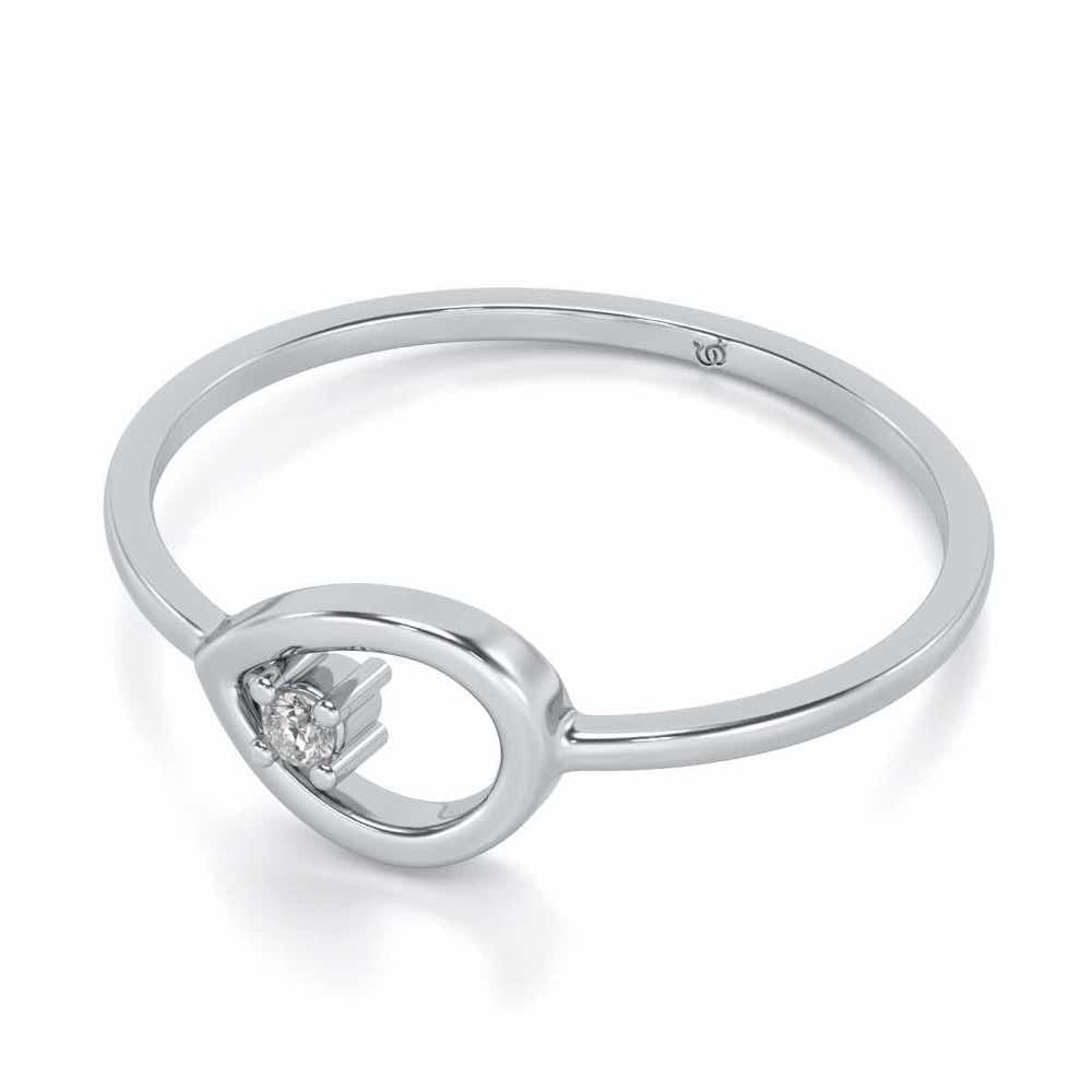 Drop Cord Silver Ring - White Gold - Image 2