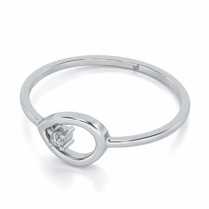 Drop Cord Silver Ring - White Gold - Image 2