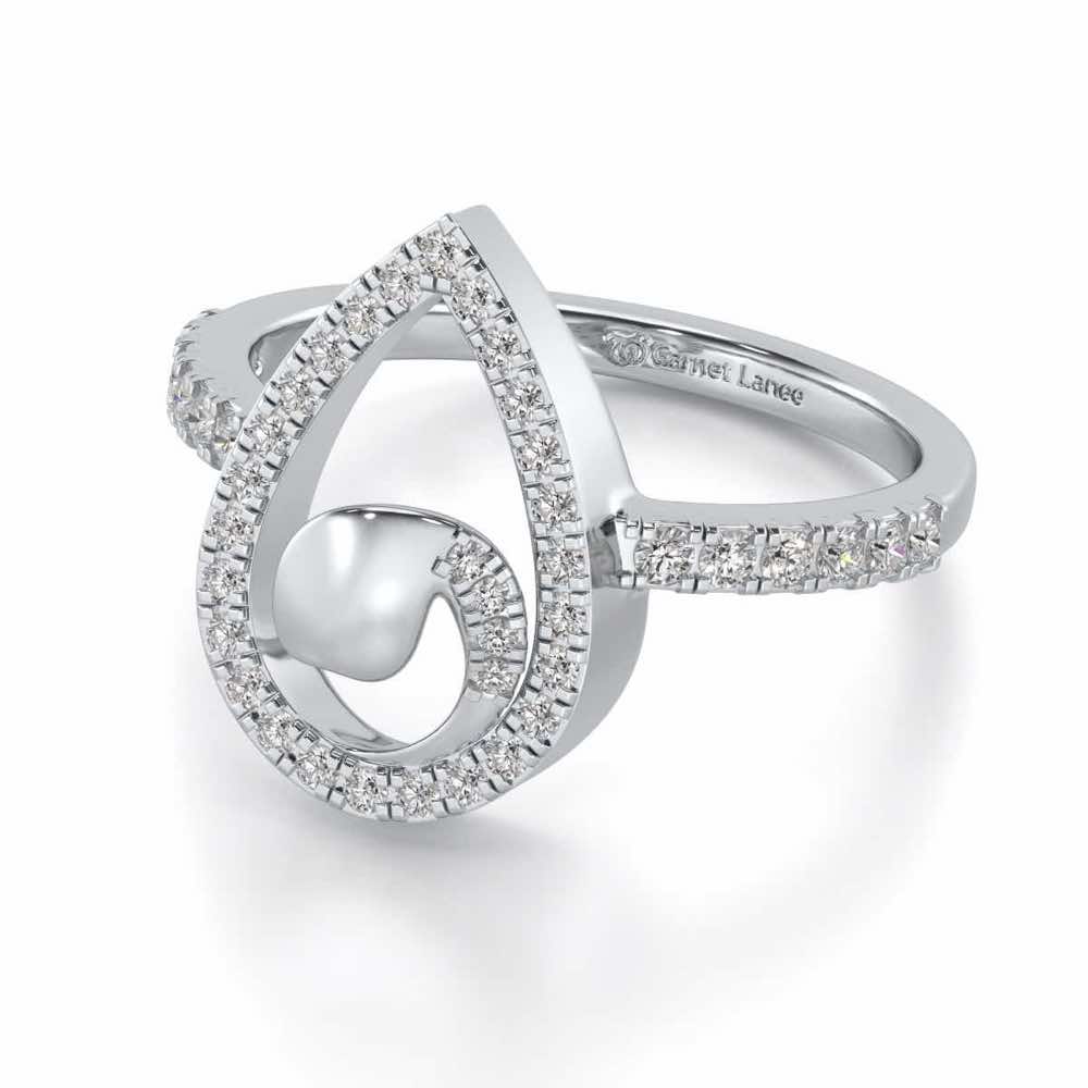 Drop Shine Silver Ring - White Gold - Image 2
