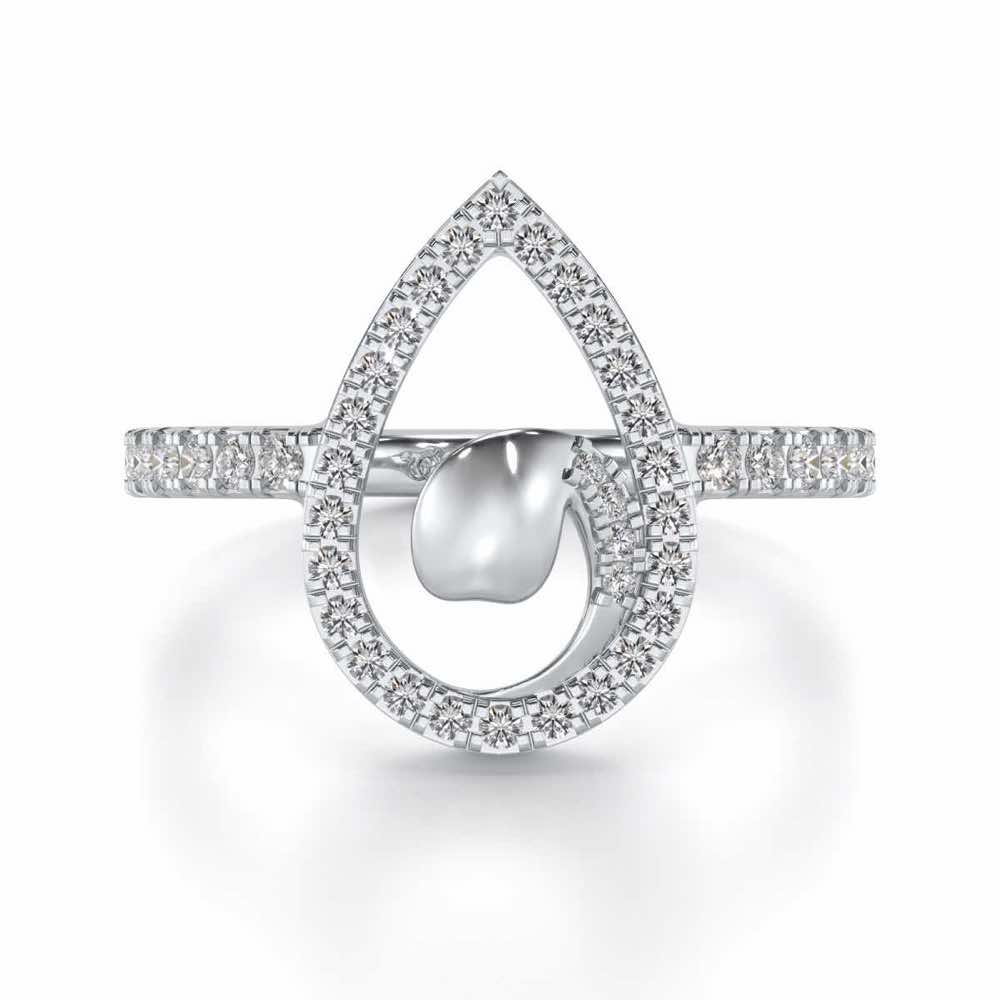 Drop Shine Silver Ring - White Gold - Image 4