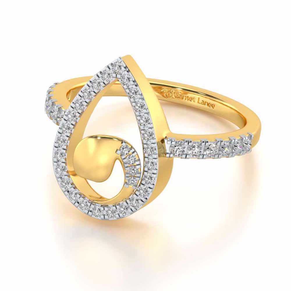 Drop Shine Silver Ring - Yellow Gold - Image 2
