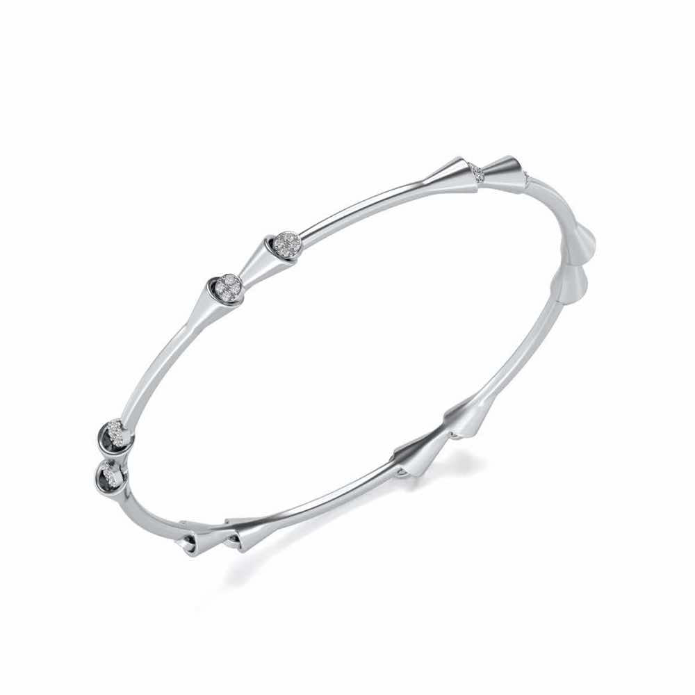 Drop-lays Silver Bangles - White Gold - Image 1