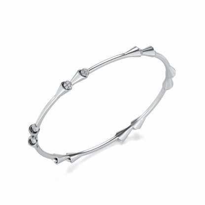 Drop-lays Silver Bangles - White Gold - Image 1