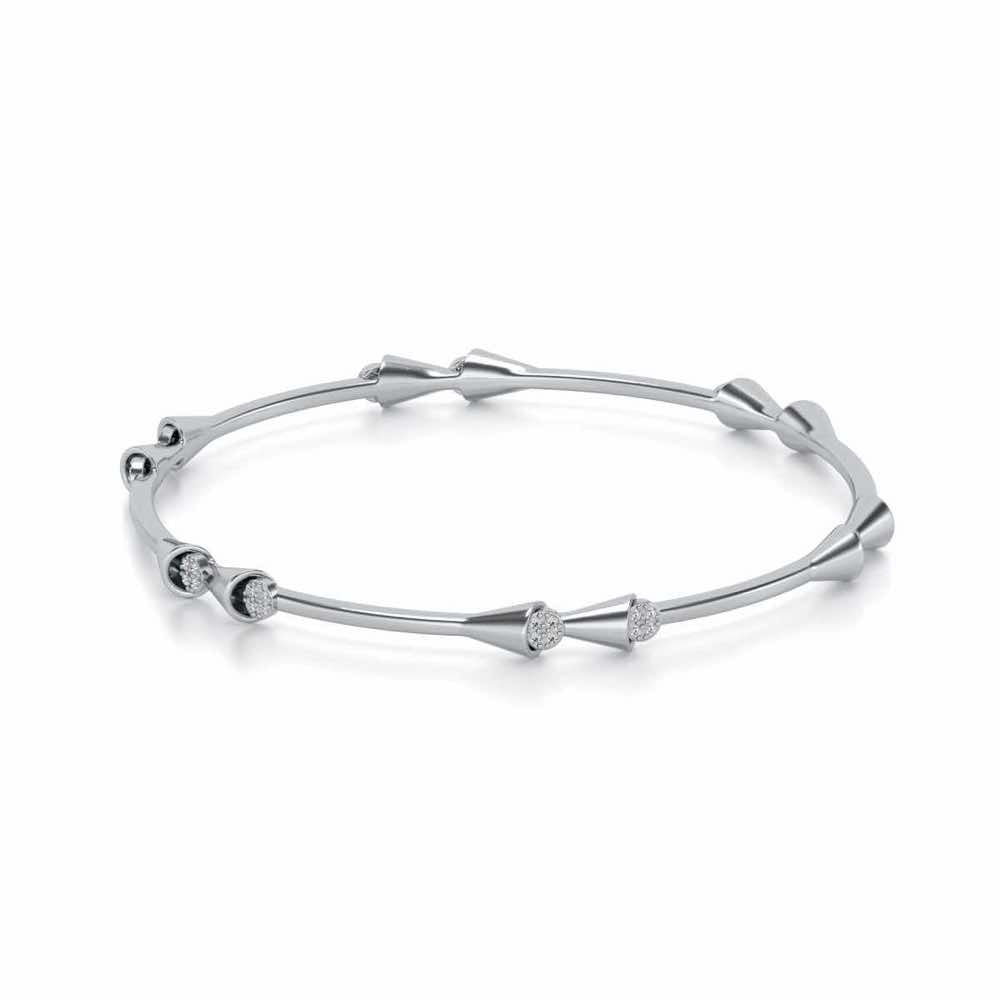 Drop-lays Silver Bangles - White Gold - Image 2