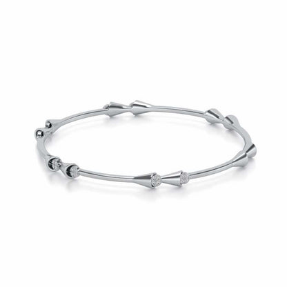 Drop-lays Silver Bangles - White Gold - Image 2
