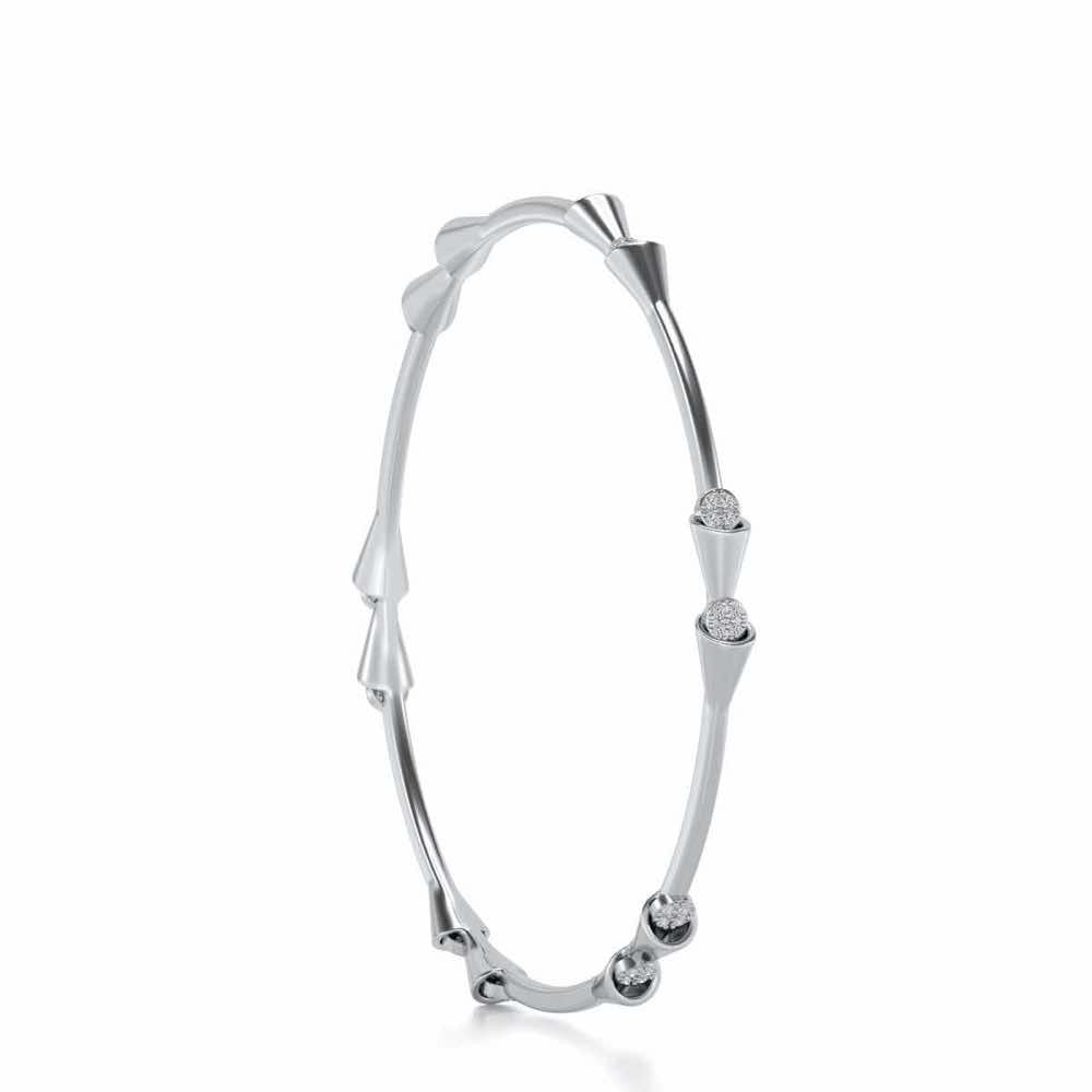 Drop-lays Silver Bangles - White Gold - Image 3