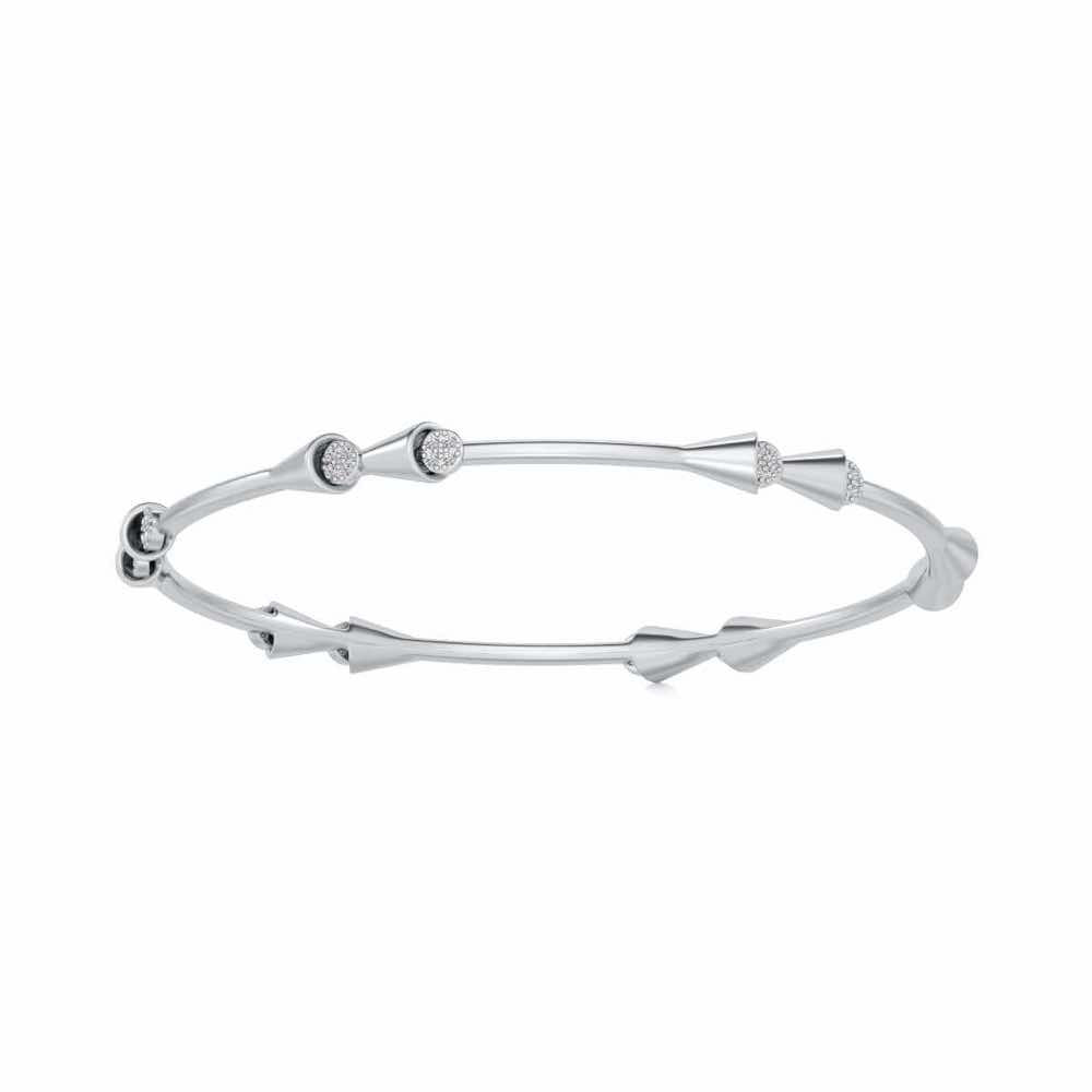 Drop-lays Silver Bangles - White Gold - Image 4